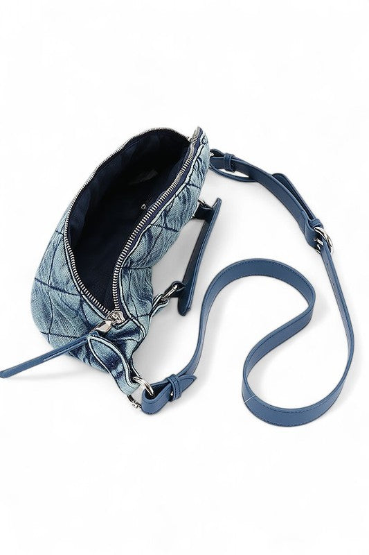 Women Quilted Denim Handle Removeable Strap Swing Bag | Zarnesh