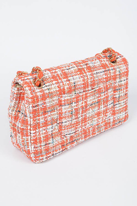 Women Quilted Tweed Secure Closure Convertible Shoulder Bag Zarnesh