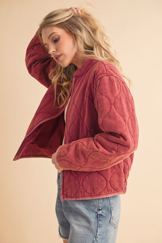 Women’s Quilted Bomber Casual Zip-Up Jacket | Zarnesh