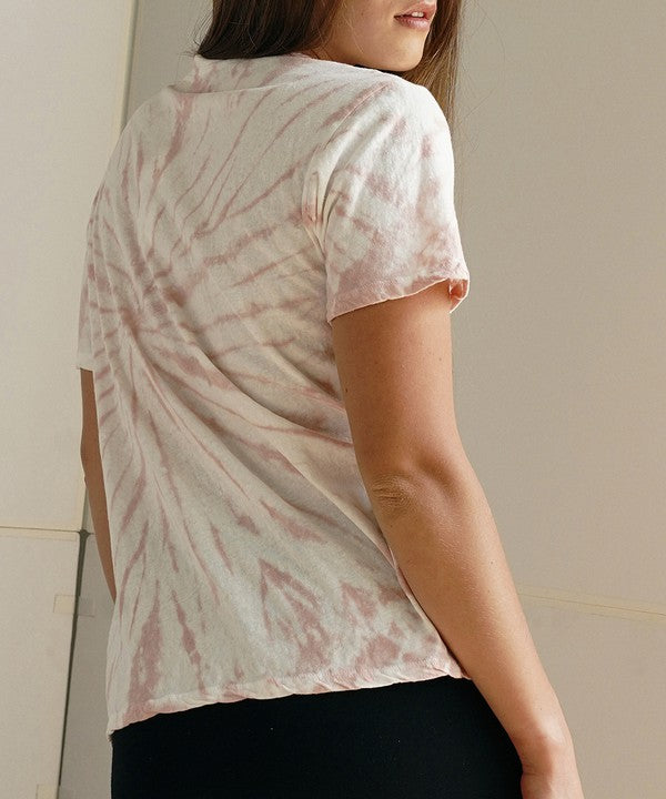 Women Recycled Short Sleeves Crew Neck Cotton Tie Dye T Shirt Zarnesh