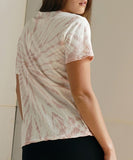 Women Recycled Short Sleeves Crew Neck Cotton Tie Dye T Shirt Zarnesh