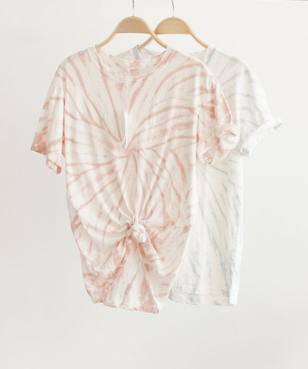 Women Recycled Short Sleeves Crew Neck Cotton Tie Dye T Shirt Zarnesh