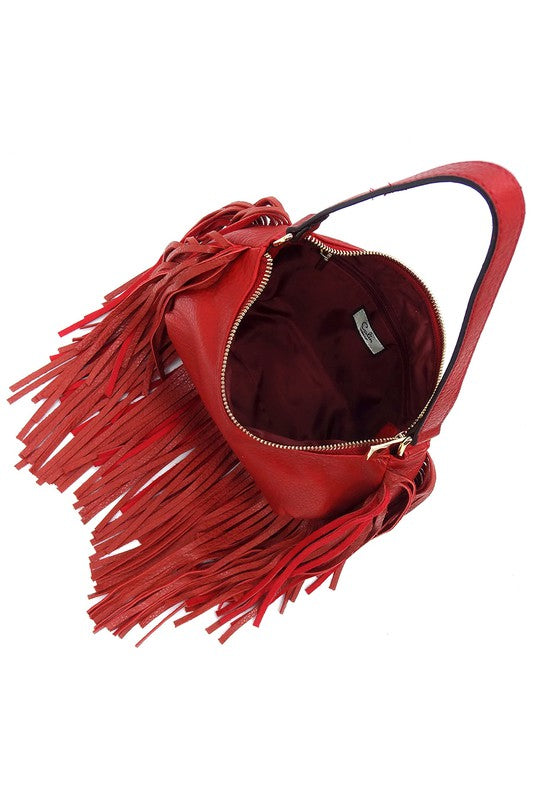 Women's Leather Fringe Shoulder Bag Hobo Handbag | Zarnesh