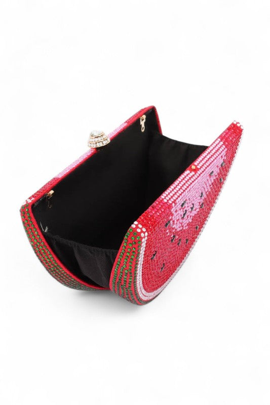 Women Rhinestone Iconic Fruit Slice Clasp Closure Box Clutch Zarnesh