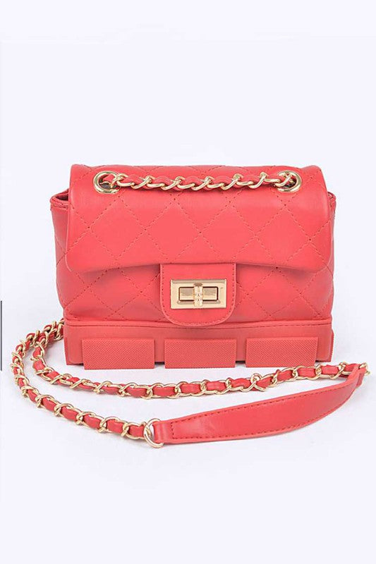 Women Silicon Bottom Quilted Shoulder Strap Bag Zarnesh