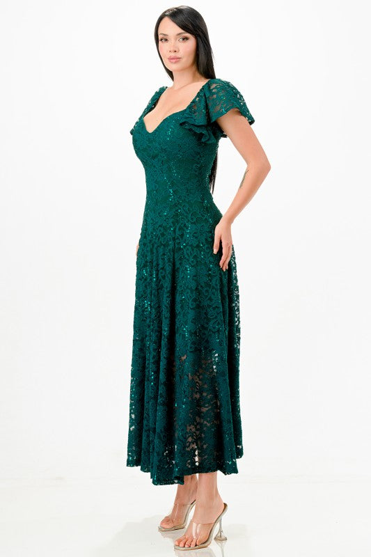 Women Regular Butterfly Sleeve Lace Maxi Dress | Zarnesh