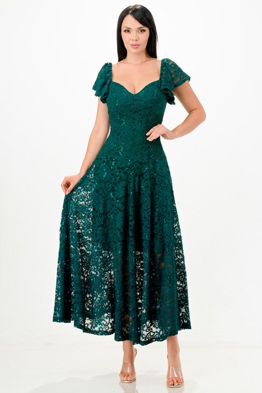 Women Regular Butterfly Sleeve Lace Maxi Dress | Zarnesh