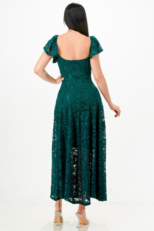 Women Regular Butterfly Sleeve Lace Maxi Dress | Zarnesh