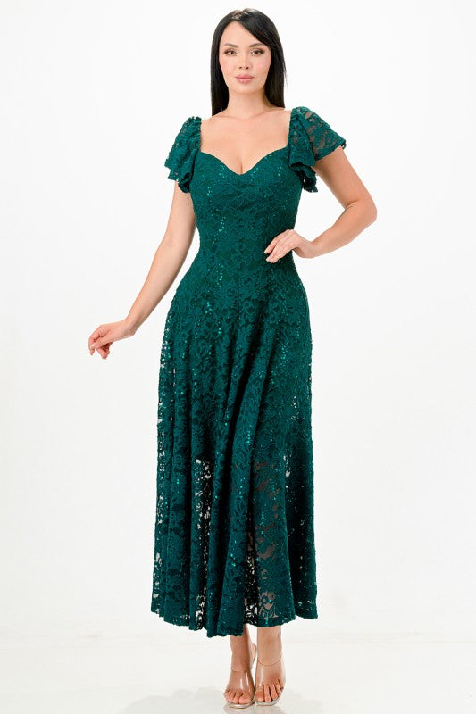 Women Regular Butterfly Sleeve Lace Maxi Dress | Zarnesh