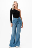 Women Regular Fit Asymmetrical Sleeve One Shoulder Knit Top Zarnesh