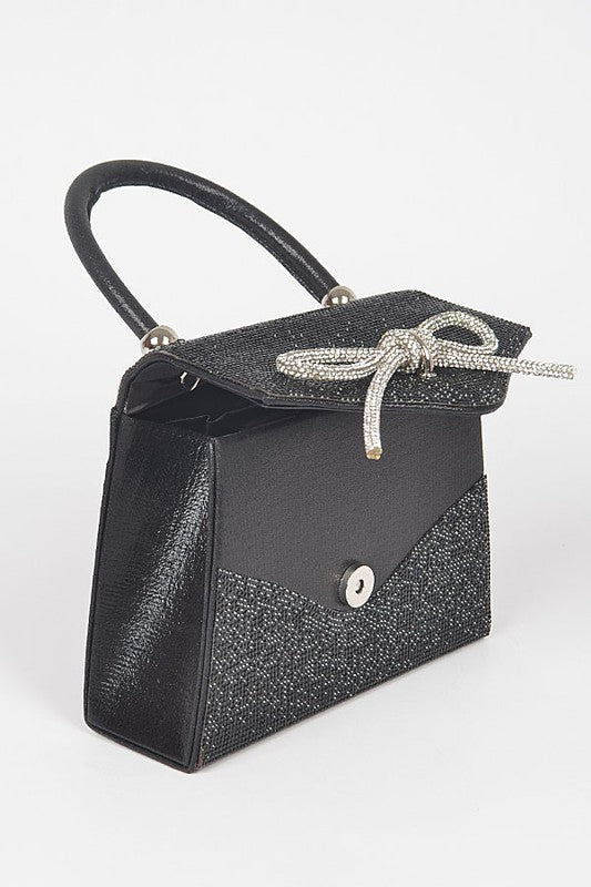 Women Rhinestone Bow Tie Iconic Top Handle Clutch Zarnesh
