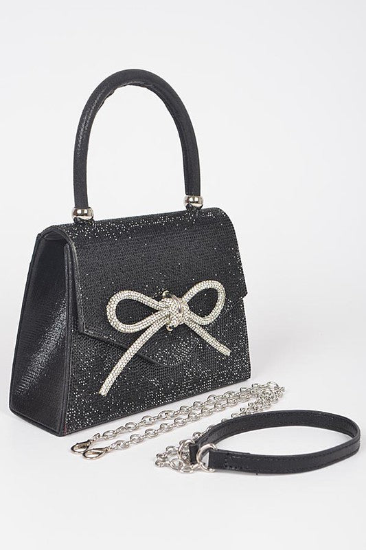 Women Rhinestone Bow Tie Iconic Top Handle Clutch Zarnesh