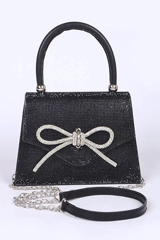 Women Rhinestone Bow Tie Iconic Top Handle Clutch Zarnesh
