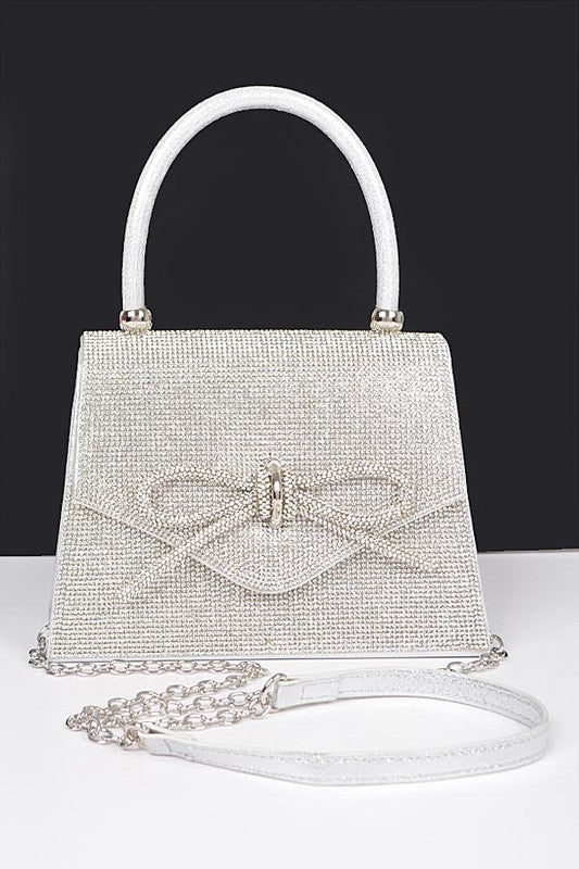 Women Rhinestone Bow Tie Iconic Top Handle Clutch Zarnesh
