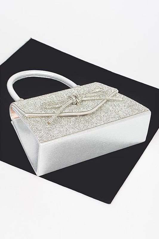 Women Rhinestone Bow Tie Iconic Top Handle Clutch Zarnesh