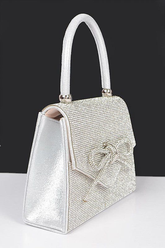Women Rhinestone Bow Tie Iconic Top Handle Clutch Zarnesh