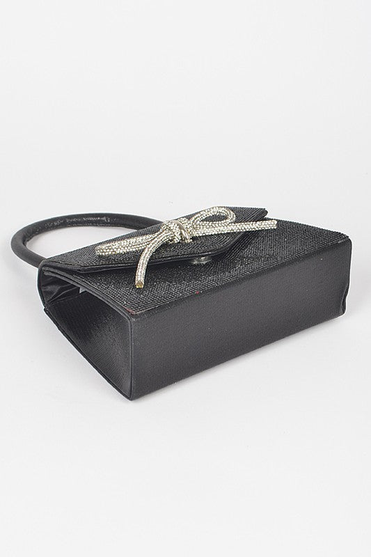 Women Rhinestone Bow Tie Iconic Top Handle Clutch Zarnesh