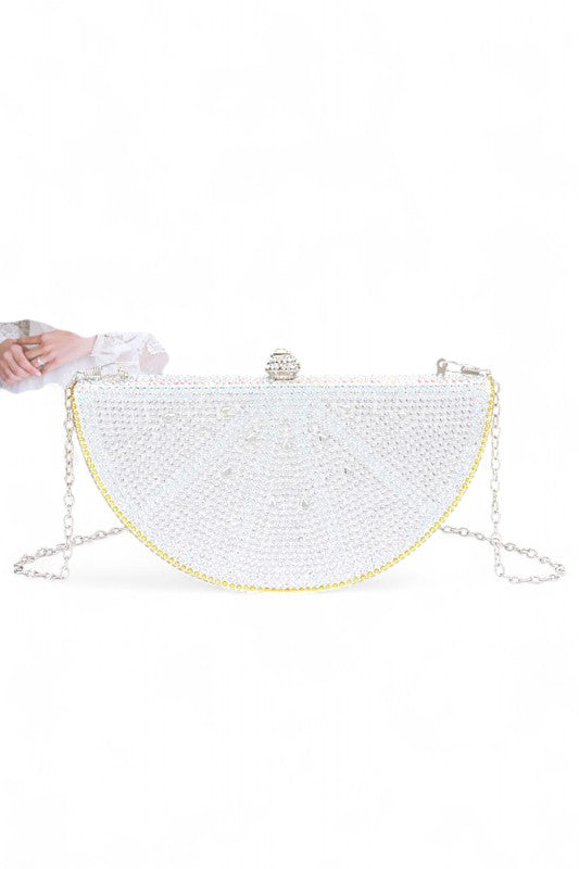 Women Rhinestone Iconic Fruit Slice Clasp Closure Box Clutch Zarnesh