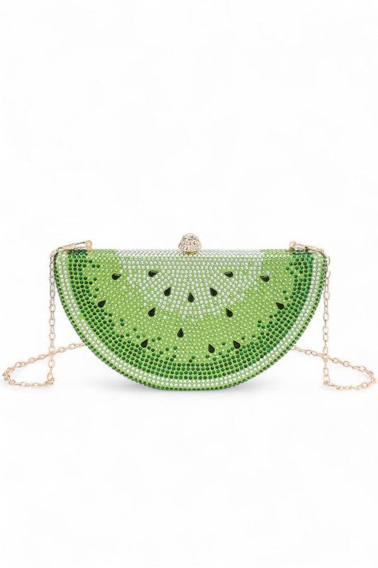 Women Rhinestone Iconic Fruit Slice Clasp Closure Box Clutch Zarnesh