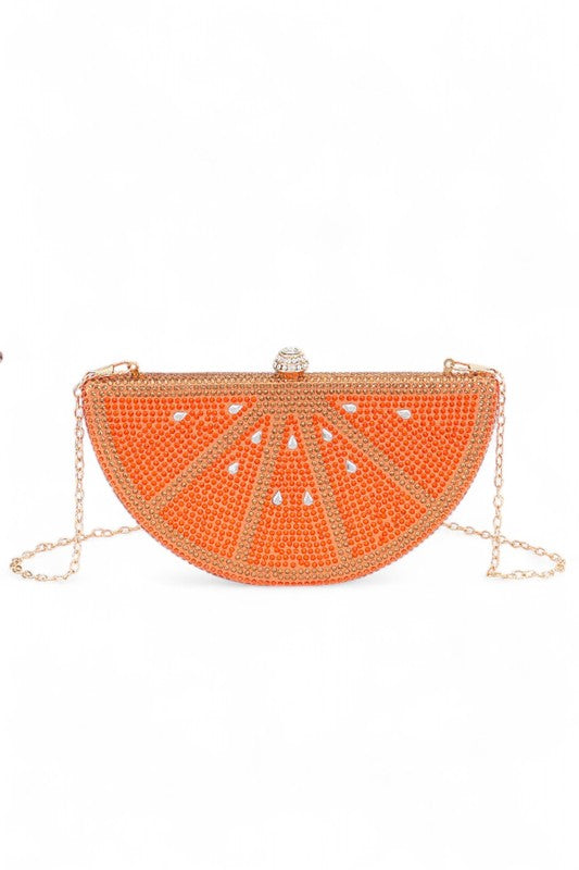 Women Rhinestone Iconic Fruit Slice Clasp Closure Box Clutch Zarnesh