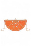 Women Rhinestone Iconic Fruit Slice Clasp Closure Box Clutch Zarnesh