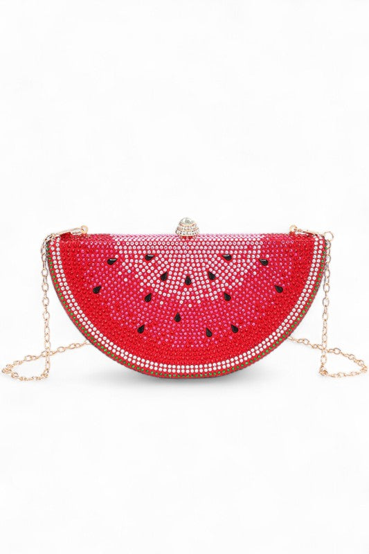 Women Rhinestone Iconic Fruit Slice Clasp Closure Box Clutch Zarnesh
