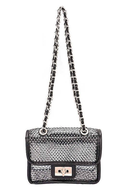 Women Rhinestone Mesh Turn Lock Iconic Shoulder Bag Zarnesh
