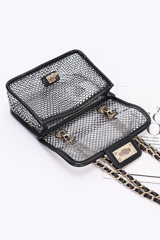 Women Rhinestone Mesh Turn Lock Iconic Shoulder Bag Zarnesh
