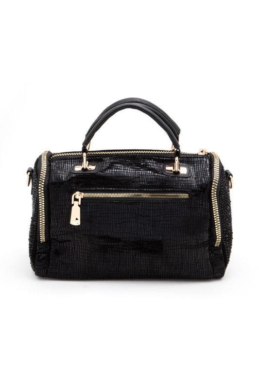 Women’s Rhinestone Metallic Two-Zipper Handbag | Zarnesh