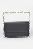 Women Rhinestone Square Iconic Clutch Vegan Leather Zarnesh