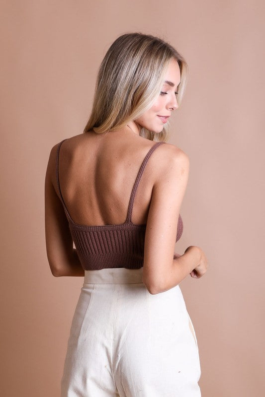 Women’s Ribbed Knit Brami Lounge Bralette Crop Top | Zarnesh