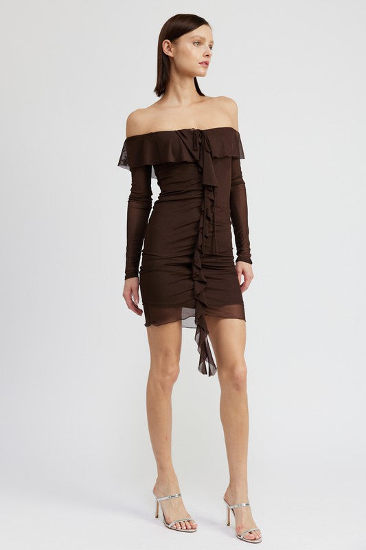 Women’s Ruffle Off Shoulder Mini Dress | Zarnesh