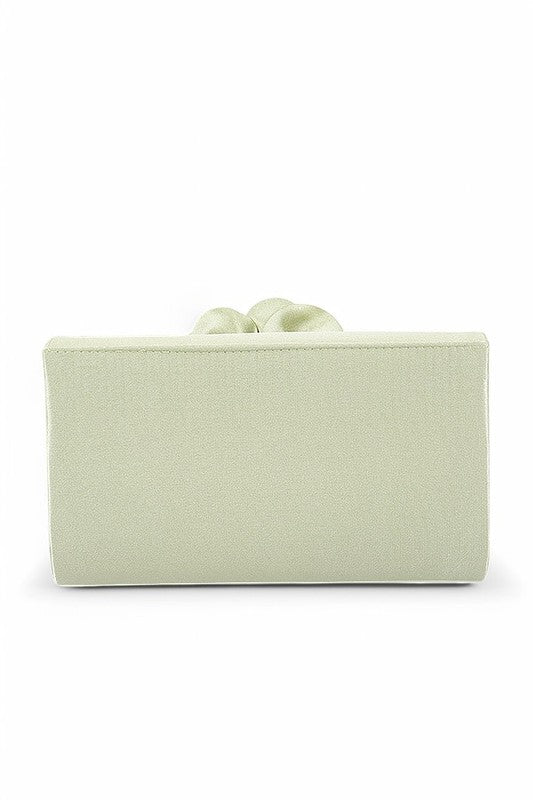 Women Satin Flower Pleated Flap Closure Clutch Bag | Zarnesh
