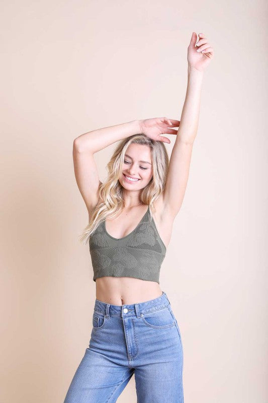 Women Seamless Padded Textured Scoop Neck Regular Fit Brami Zarnesh