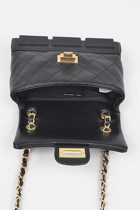 Women Silicon Bottom Quilted Shoulder Strap Bag Zarnesh