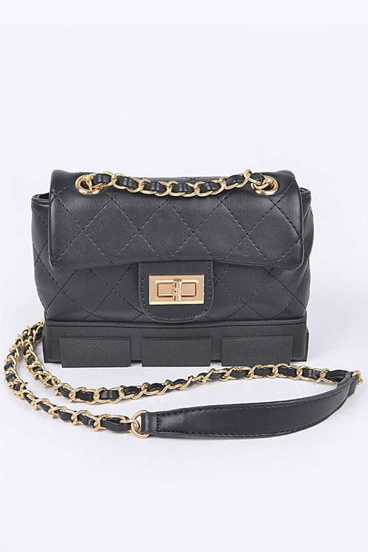 Women Silicon Bottom Quilted Shoulder Strap Bag Zarnesh