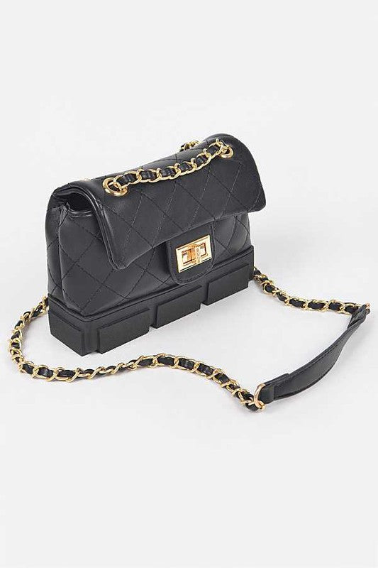 Women Silicon Bottom Quilted Shoulder Strap Bag Zarnesh