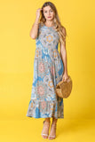 Women Sleeveless Ruffled Hem Hidden Pockets Tea Length Dress Zarnesh