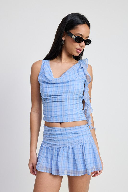 Women Sleeveless Ruffle Cowl Neckline Versatile Style Top Zarnesh