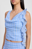 Women Sleeveless Ruffle Cowl Neckline Versatile Style Top Zarnesh