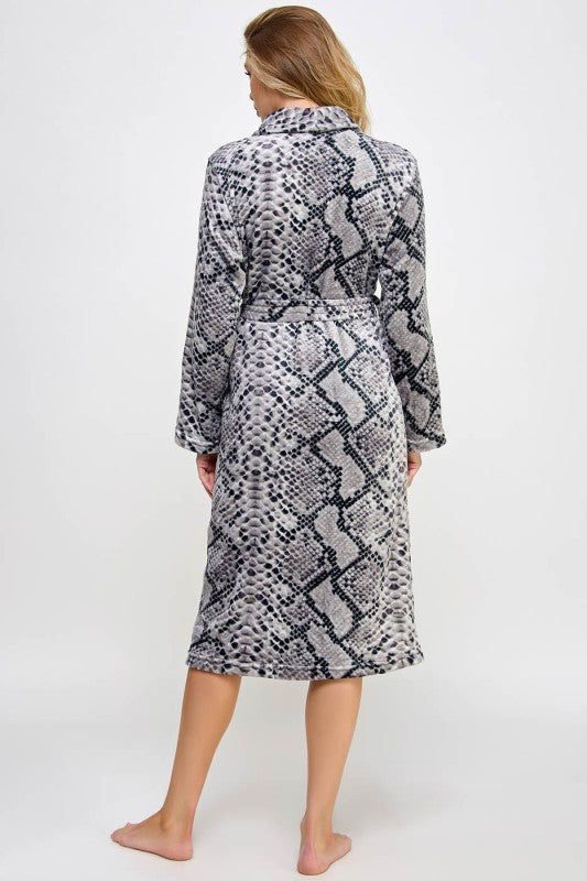Women’s Snakeskin Print Plush Belted Payton Bathrobe | Zarnesh