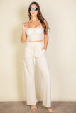 Women Soft  Bustier Crop Cami Top Slant Pocket Straight Pants Zarnesh
