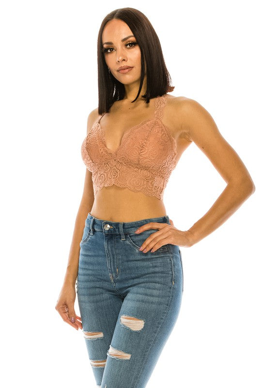 Women Soft High Quality Lace Crop Top Sexy Racerback Bralette Zarnesh
