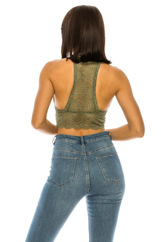 Women Soft High Quality Lace Crop Top Sexy Racerback Bralette Zarnesh