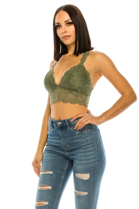 Women Soft High Quality Lace Crop Top Sexy Racerback Bralette Zarnesh