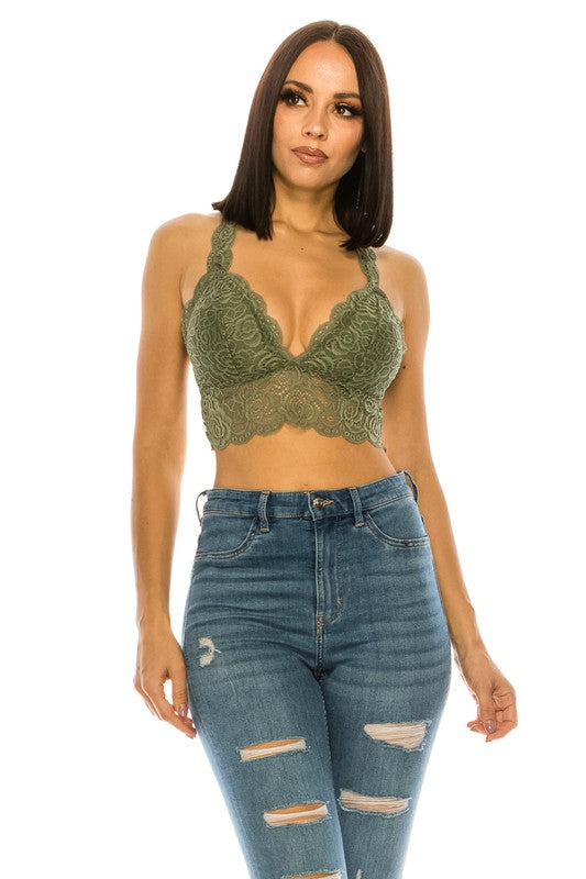 Women Soft High Quality Lace Crop Top Sexy Racerback Bralette Zarnesh
