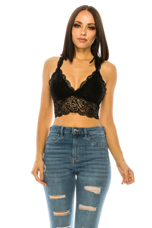 Women Soft High Quality Lace Crop Top Sexy Racerback Bralette Zarnesh
