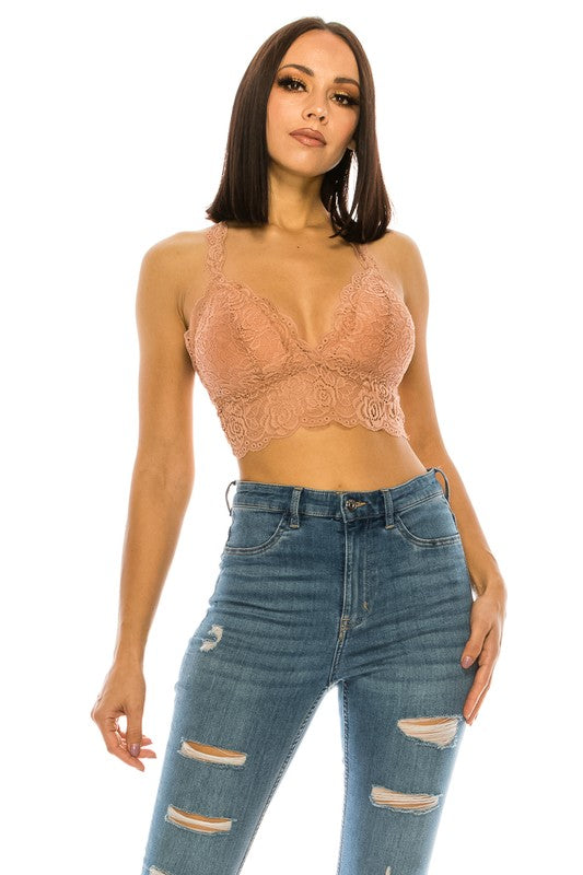 Women Soft High Quality Lace Crop Top Sexy Racerback Bralette Zarnesh