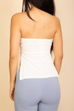 Women Soft Ribbed Strapless Ribbed Side Slit Flare Top Zarnesh