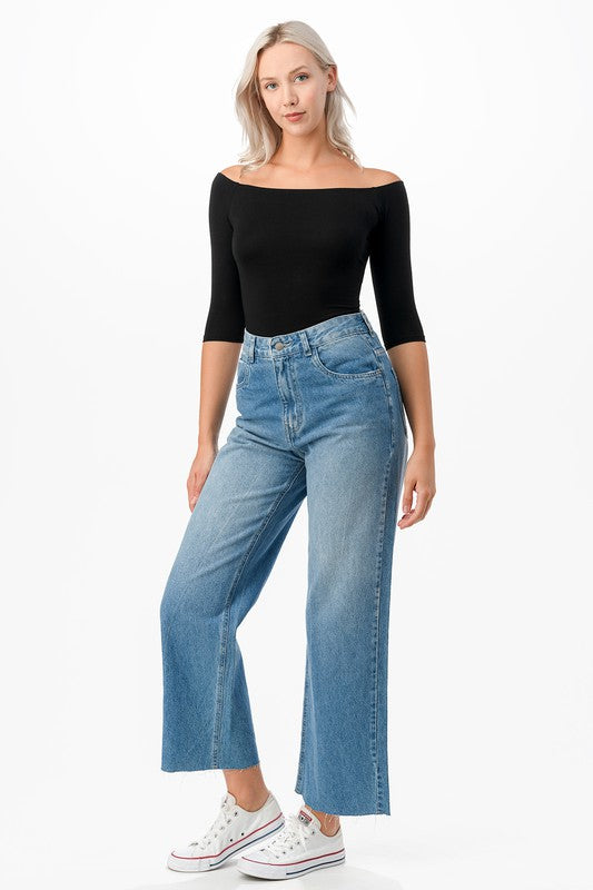 Women Soft Stretch Knit Fabric Short Sleeves Off Shoulder Top Zarnesh